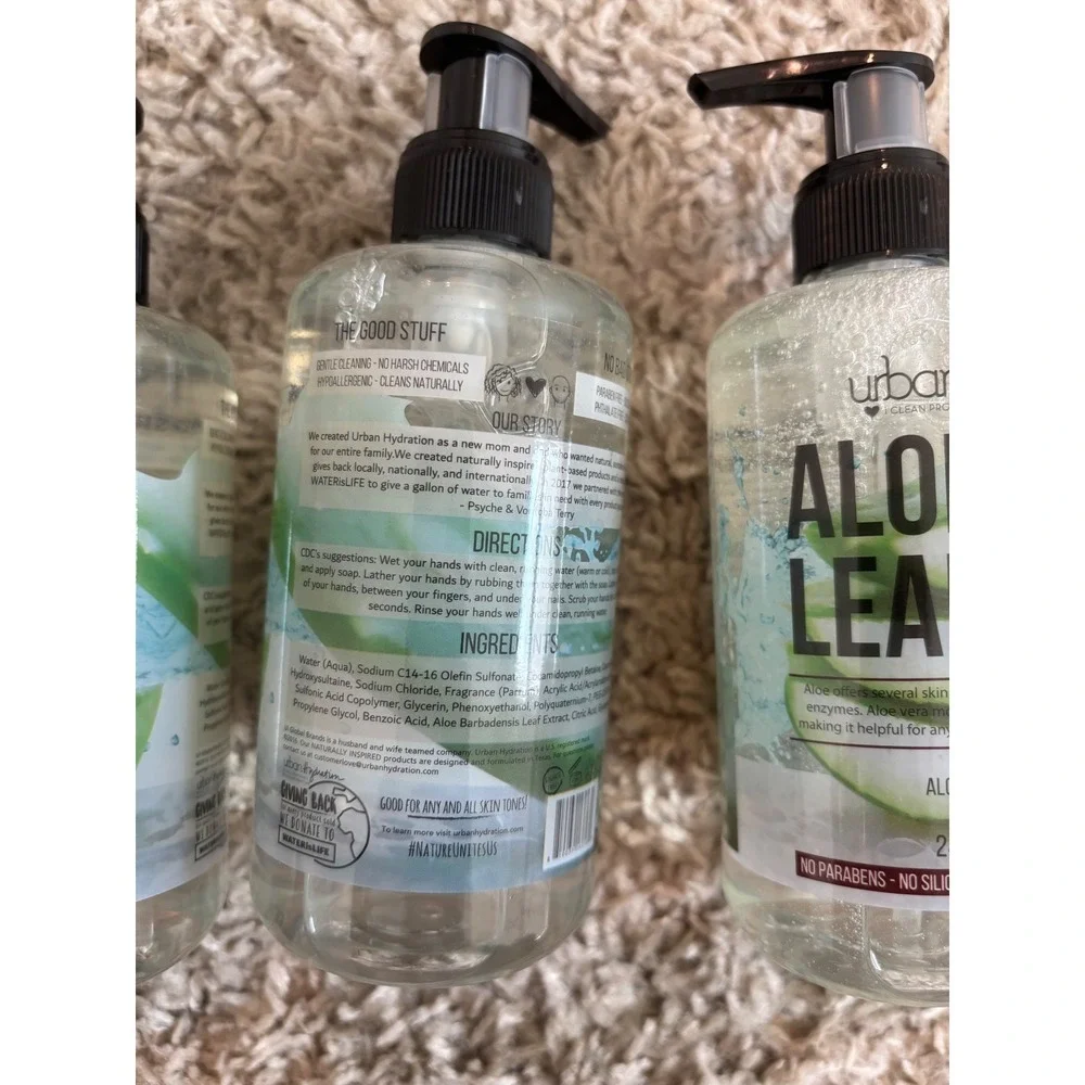 Urban Hydration Aloe Vera Hand Wash Leaf Extract‎ Veggie Glycerin 8.1 oz 3 pack